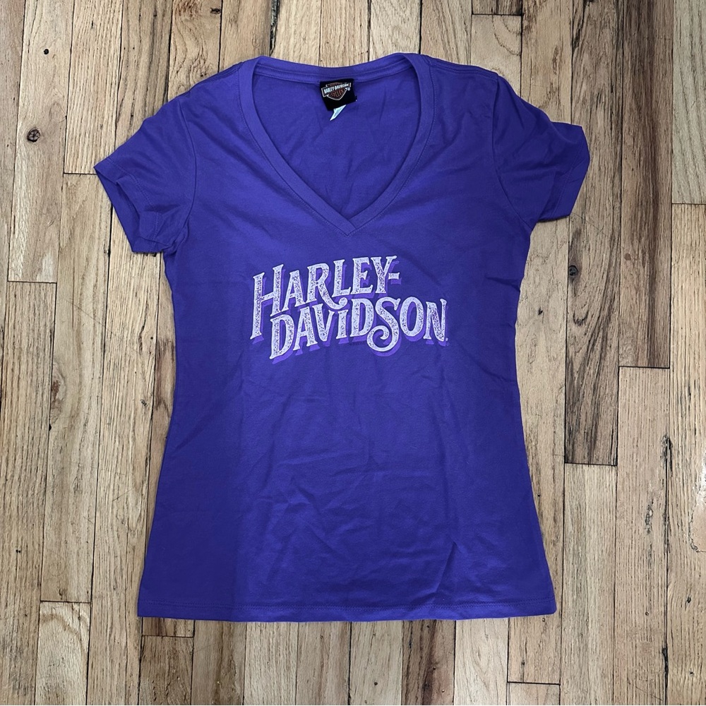 New Harley-Davidson Women's Purple V-Neck T-shirt size Medium